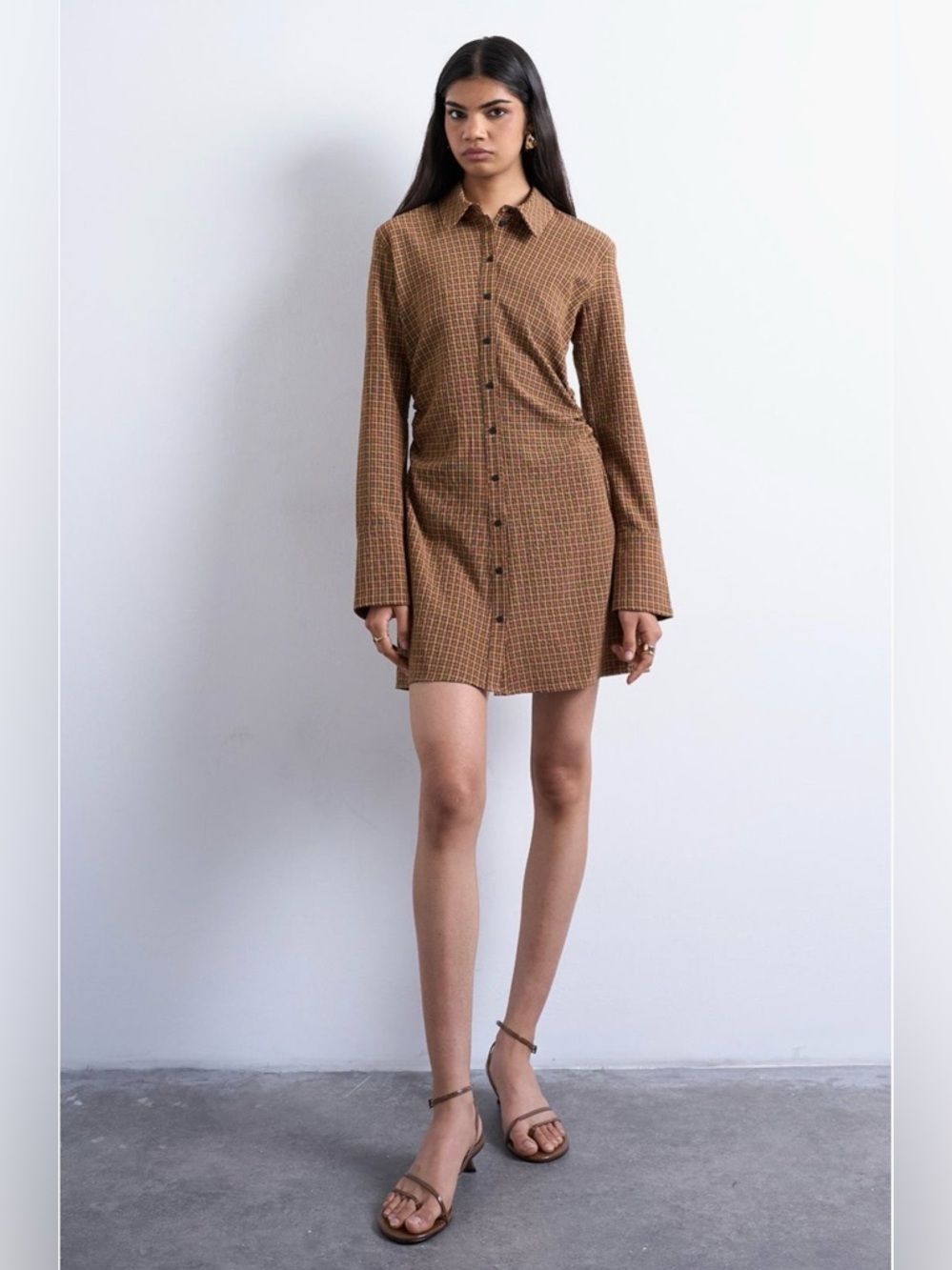 Topshop Long sleeve ruched dress